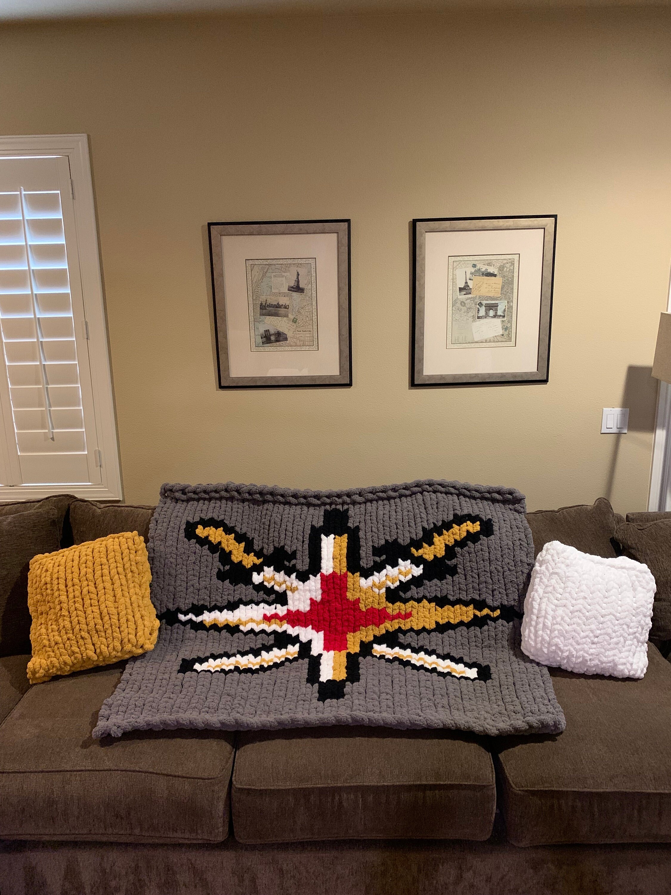 Vegas Golden Knights swords hand knit blanket