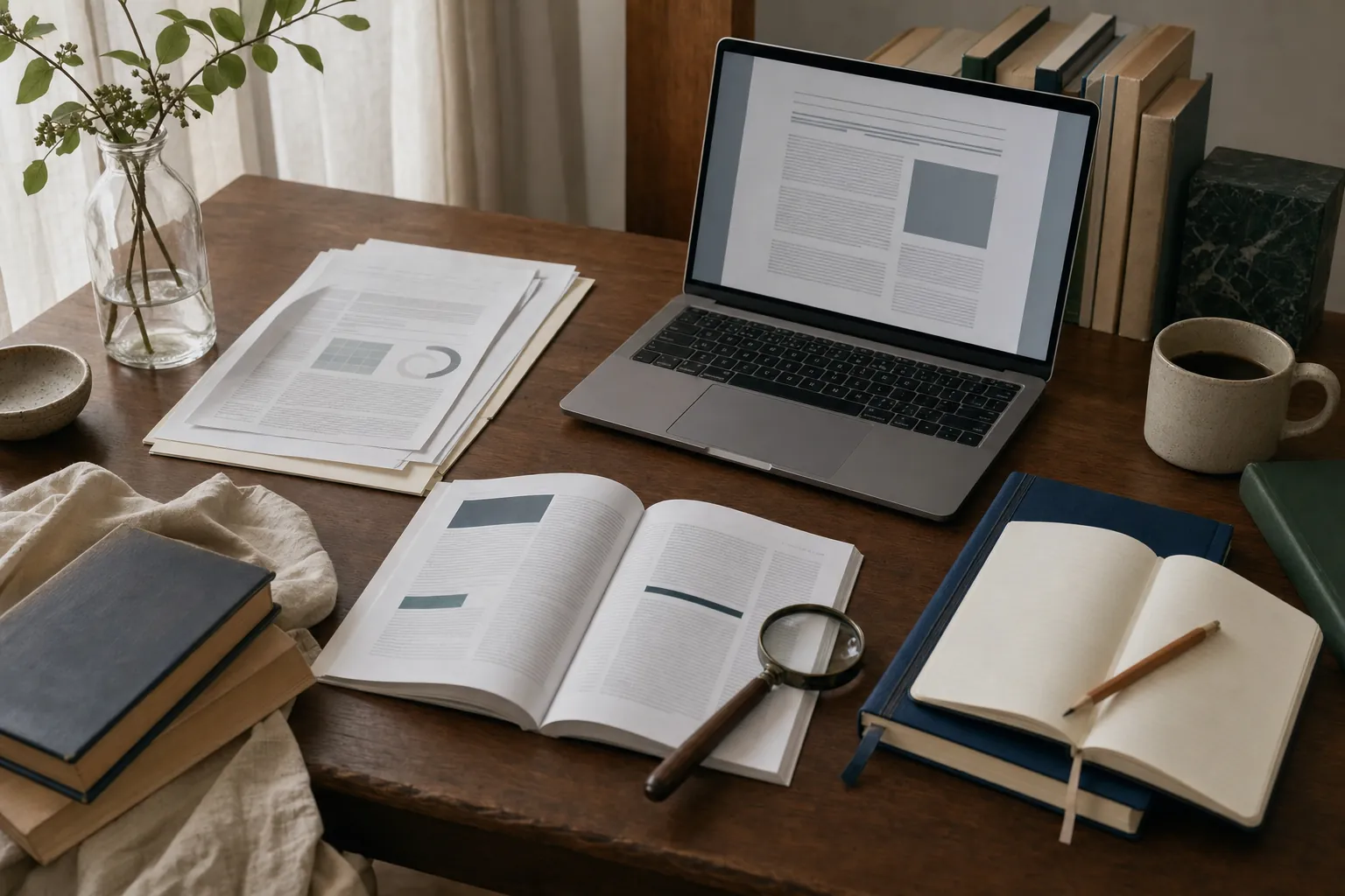 A person reviewing health information and notes at a desk