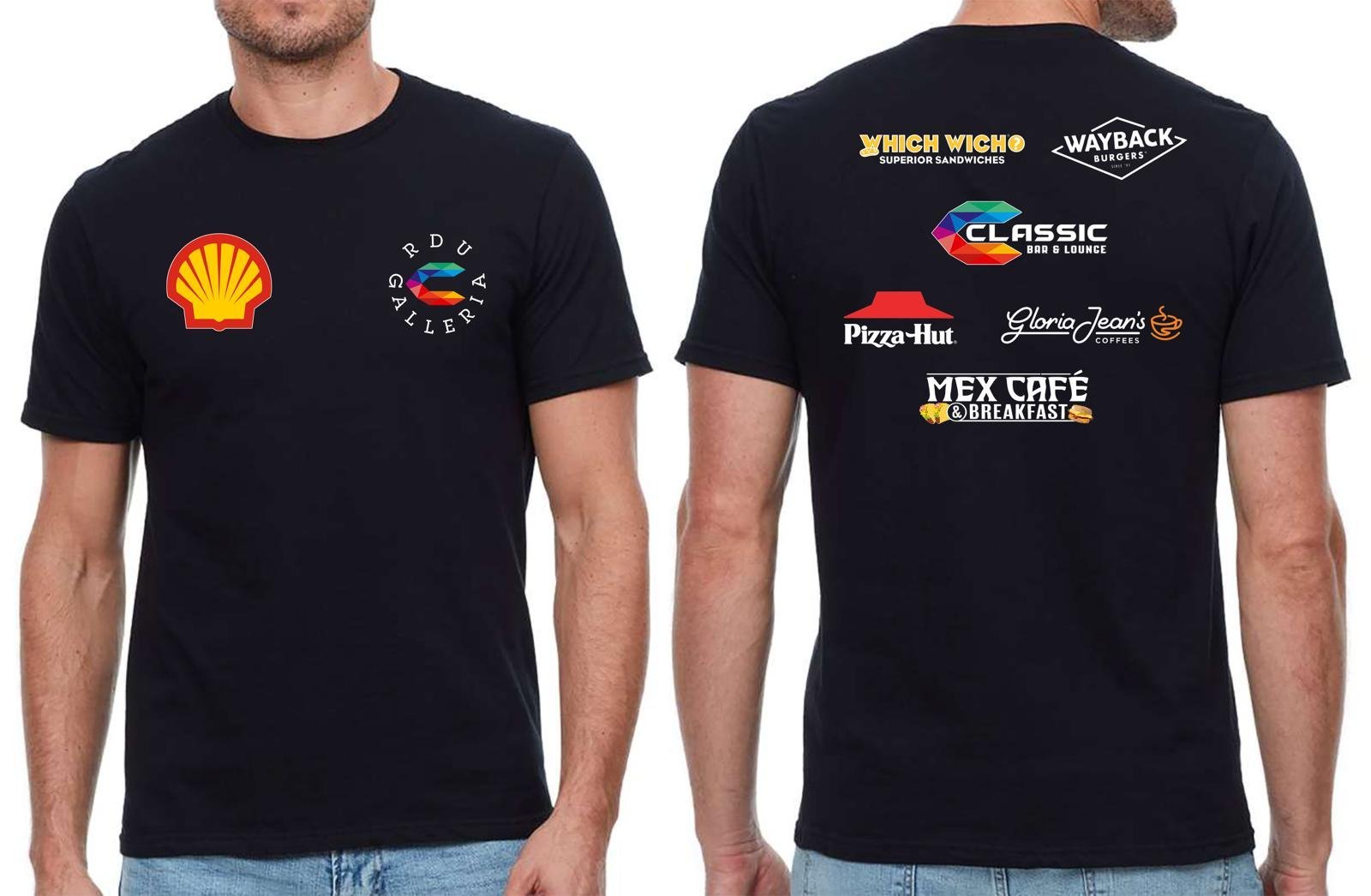 Custom black shirt printed front and back