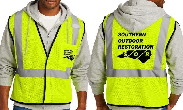 High visibility vest with custom printing