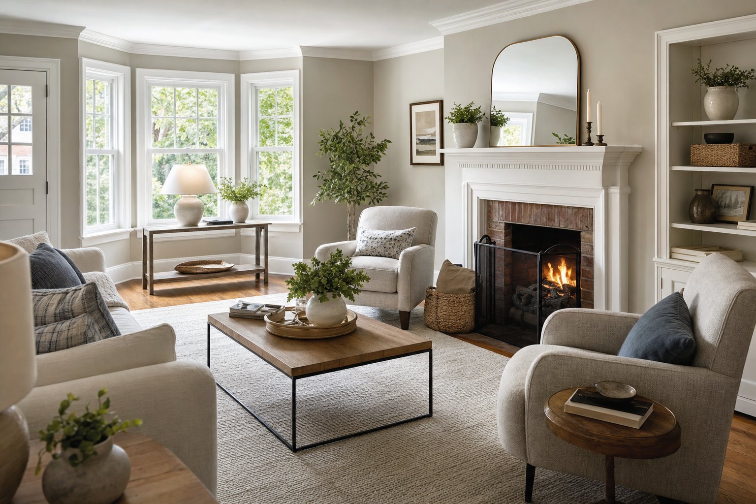 Bright staged living room