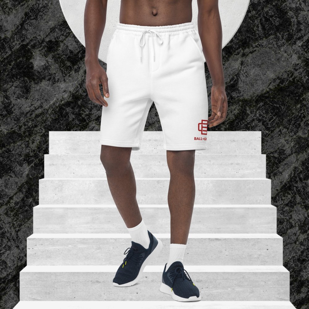 BALL+GRIND: BG Loop Wht/Red Men's fleece shorts