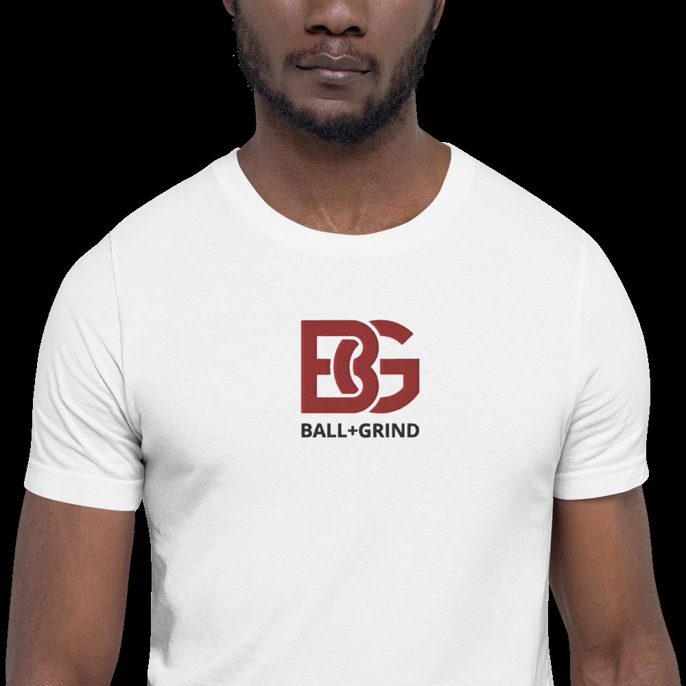 BALL+GRIND - BG Stitched White/Red/Blk Short-Sleeve Unisex T-Shirt