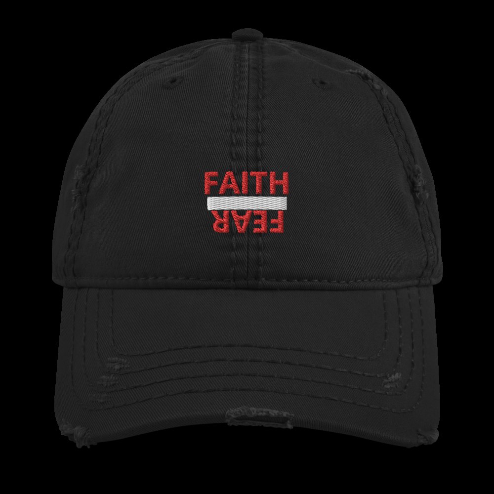 BALL + GRIND "FAITH OVER FEAR" (Red Letter) Distressed Dad Hat