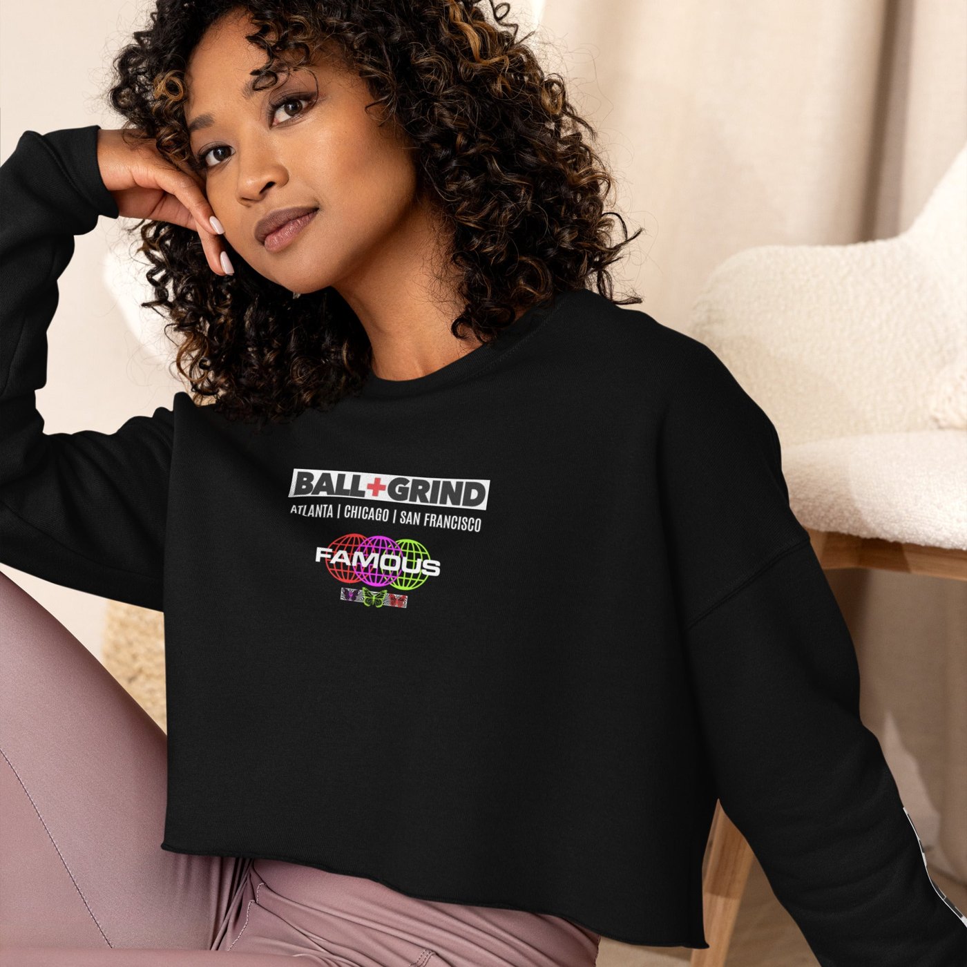 BALL+GRIND - She's Ball+Grind Famous Women's Crop Sweatshirt