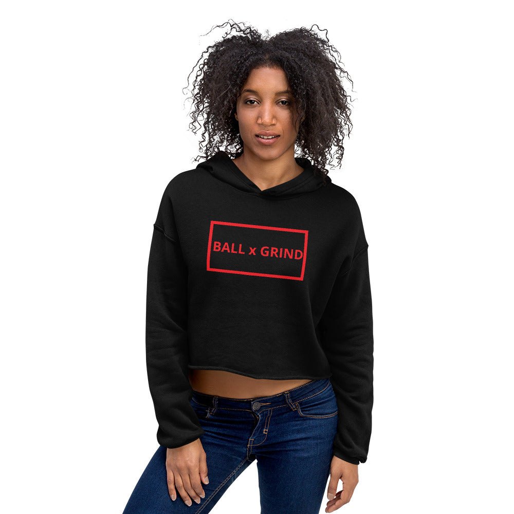 Ball+Grind - Black and Red Women's Crop Hoodie