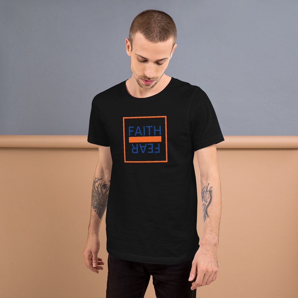 Ball+Grind - "FAITH OVER FEAR" Blue/Orange Short-Sleeve Unisex T-Shirt