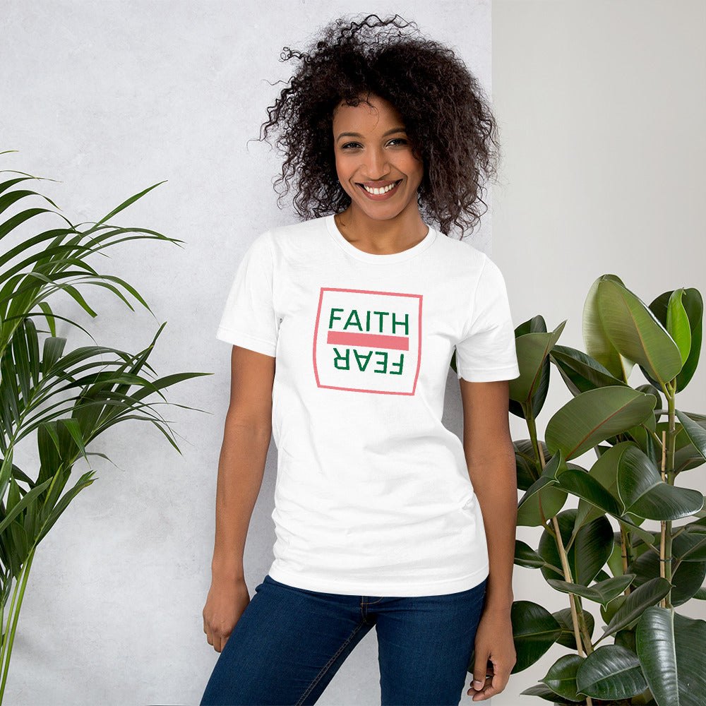 Ball+Grind - "FAITH OVER FEAR" Pink/Green Short-Sleeve Unisex T-Shirt