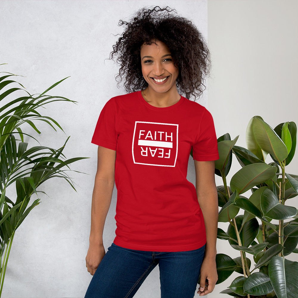 Ball+Grind - "FAITH OVER FEAR" White Box Short-Sleeve Unisex T-Shirt