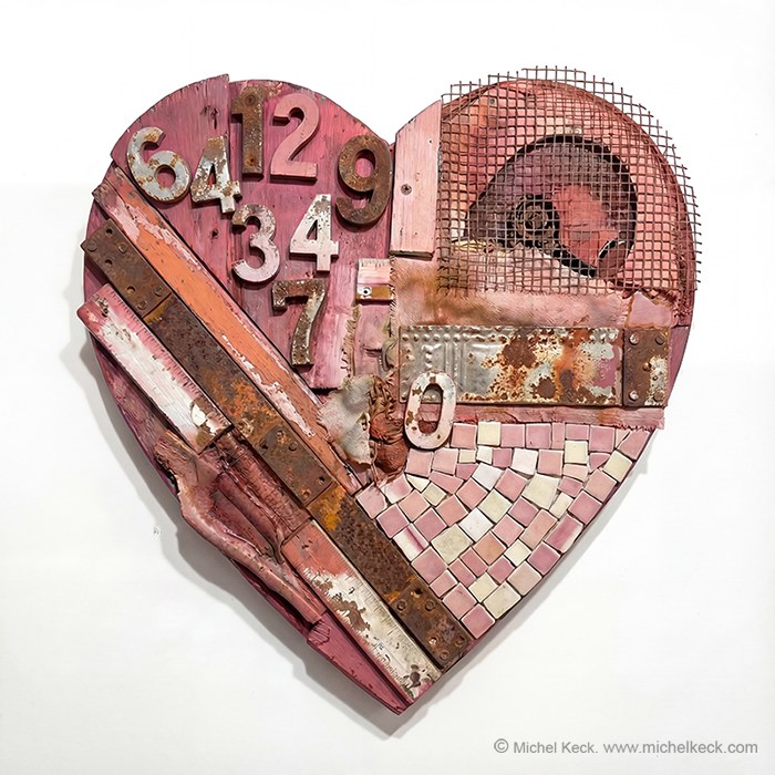 Found Object Heart Assemblage Art