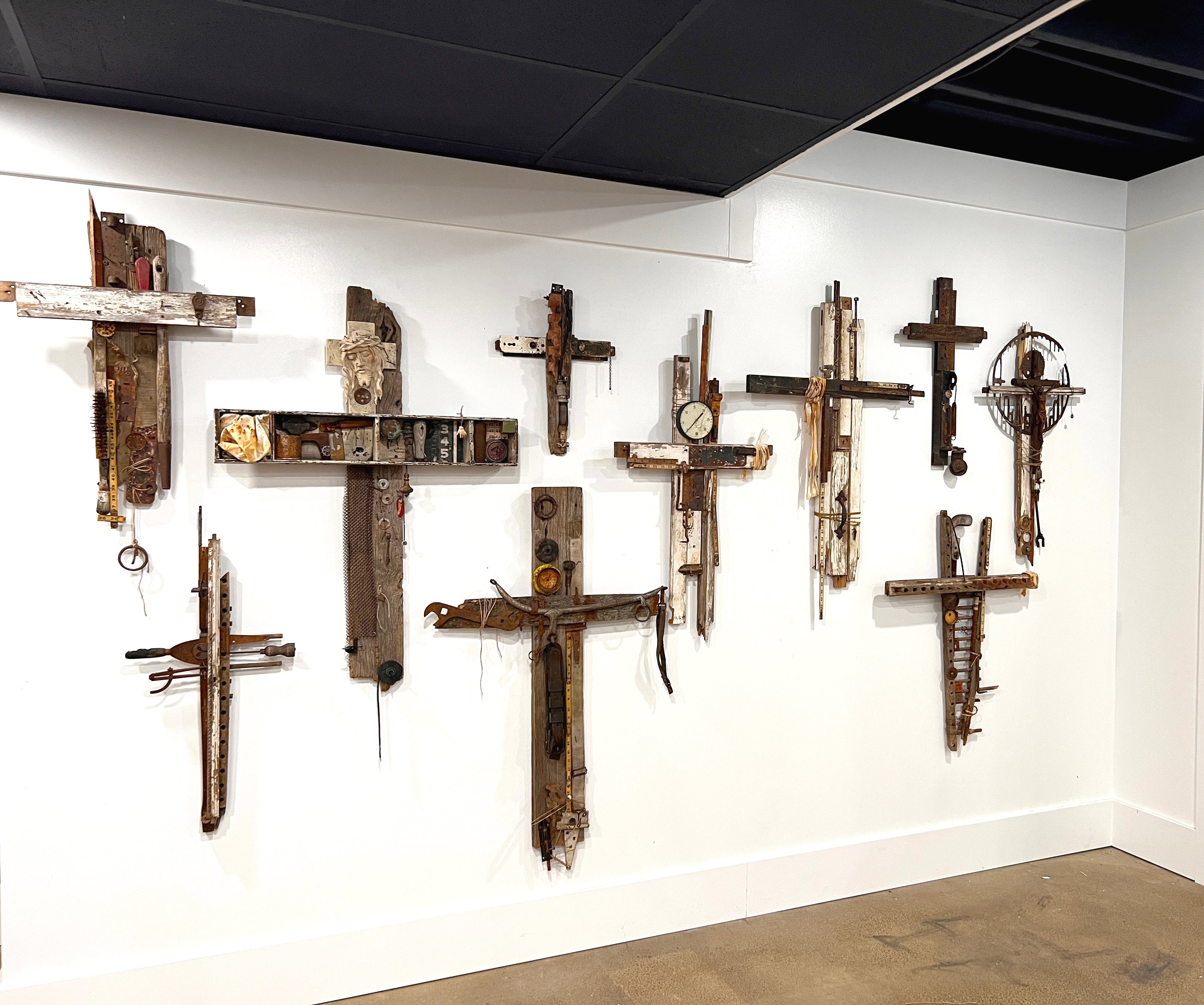 Found-object cross assemblage by Michel Keck