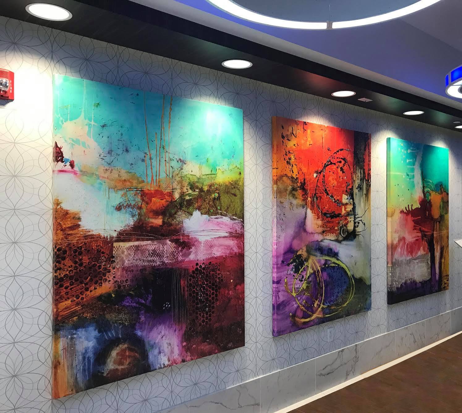 Michel Keck abstract paintings installed in a Miami law firm