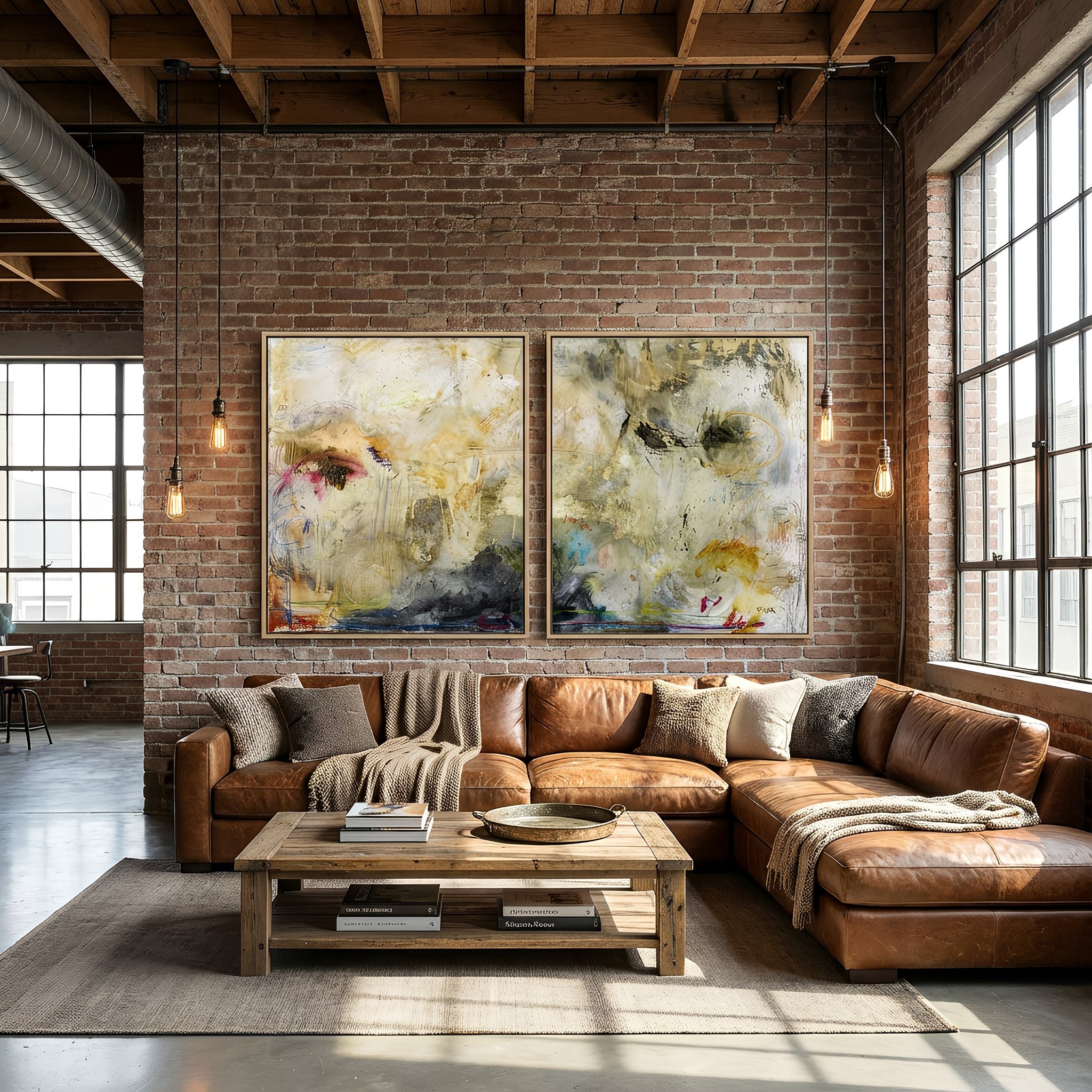 JUST FOR NOW (Created as Diptych) by Michel Keck installed in a real interior