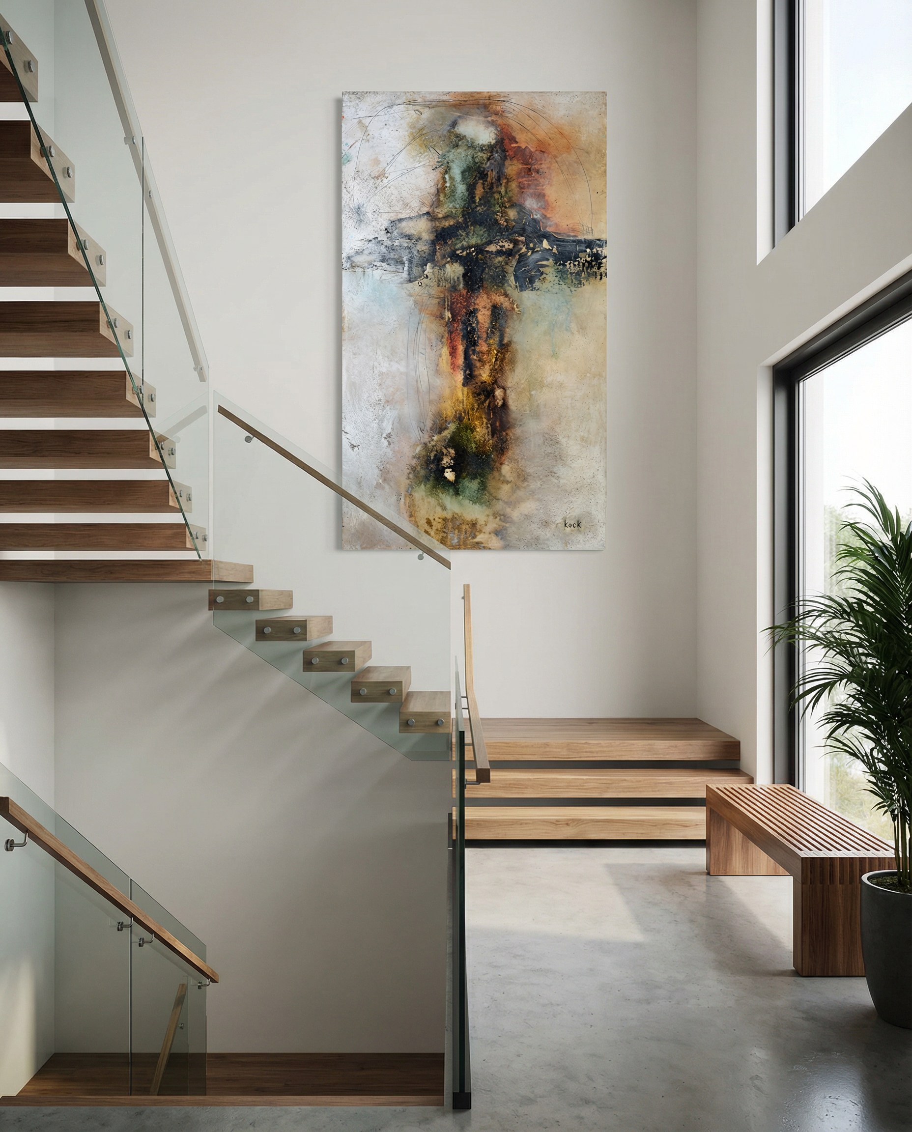 #061505 - Cross Art by Michel Keck installed in a real interior
