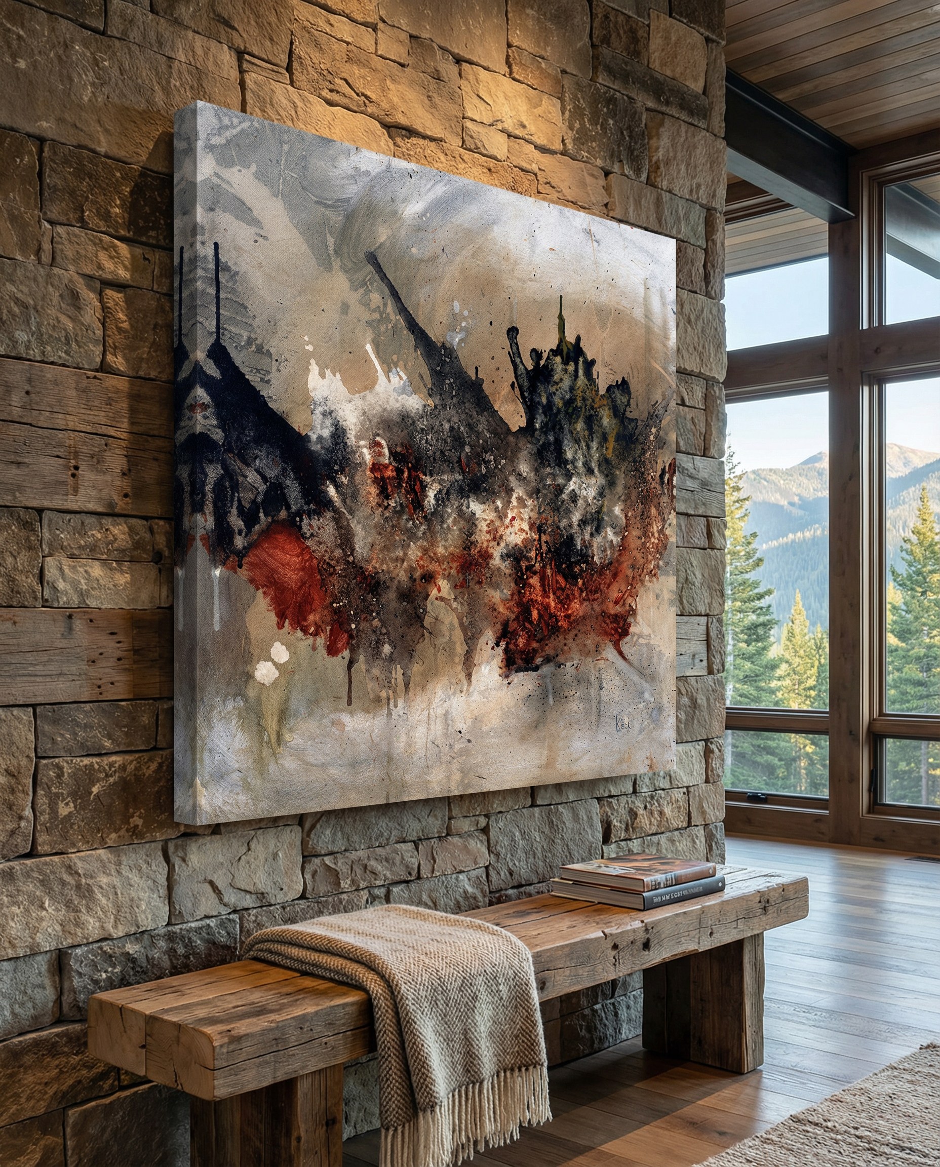 GIVE 'EM HELL' by Michel Keck installed in a real interior