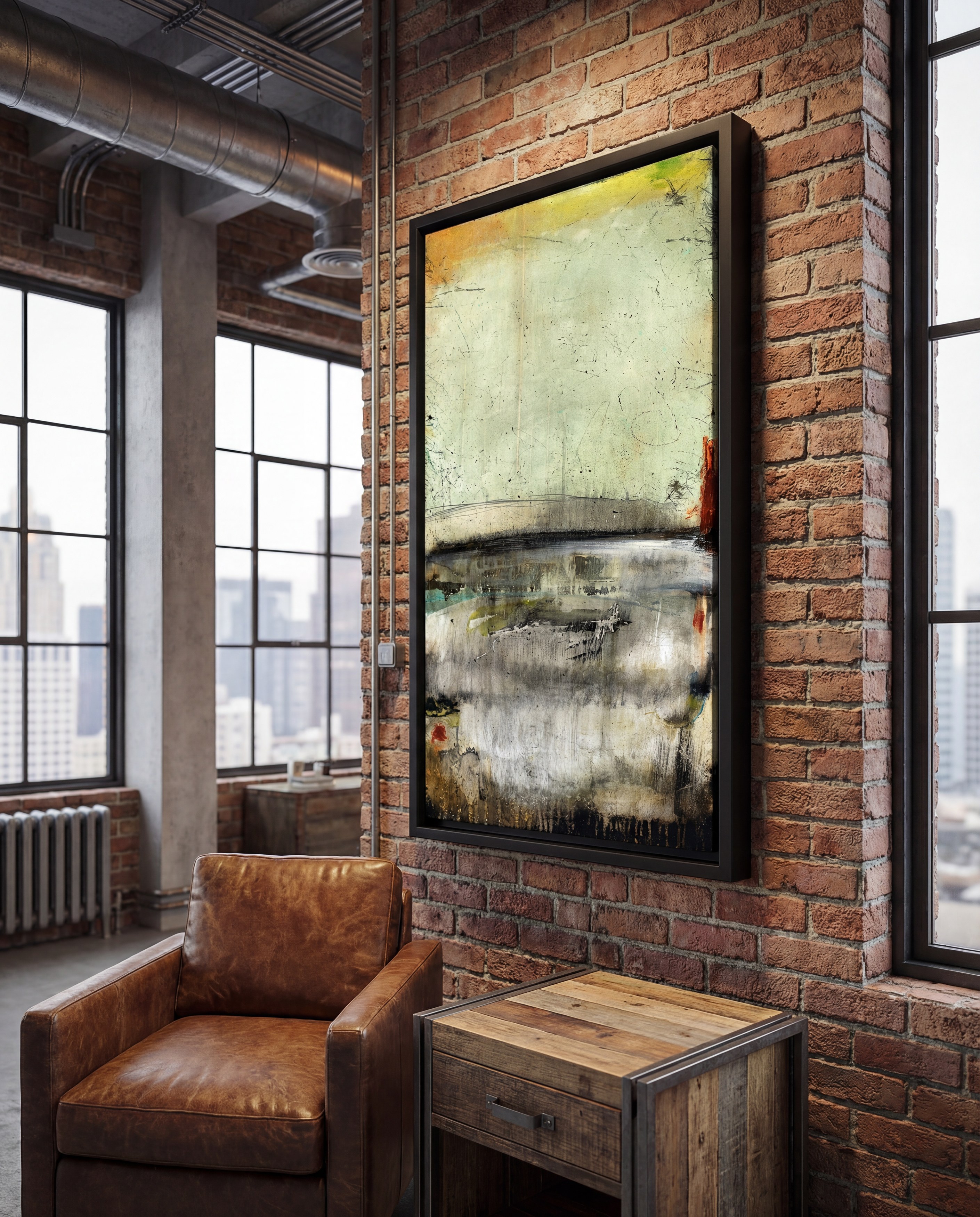 It's Not Over Yet (in floater frame) by Michel Keck installed in a real interior
