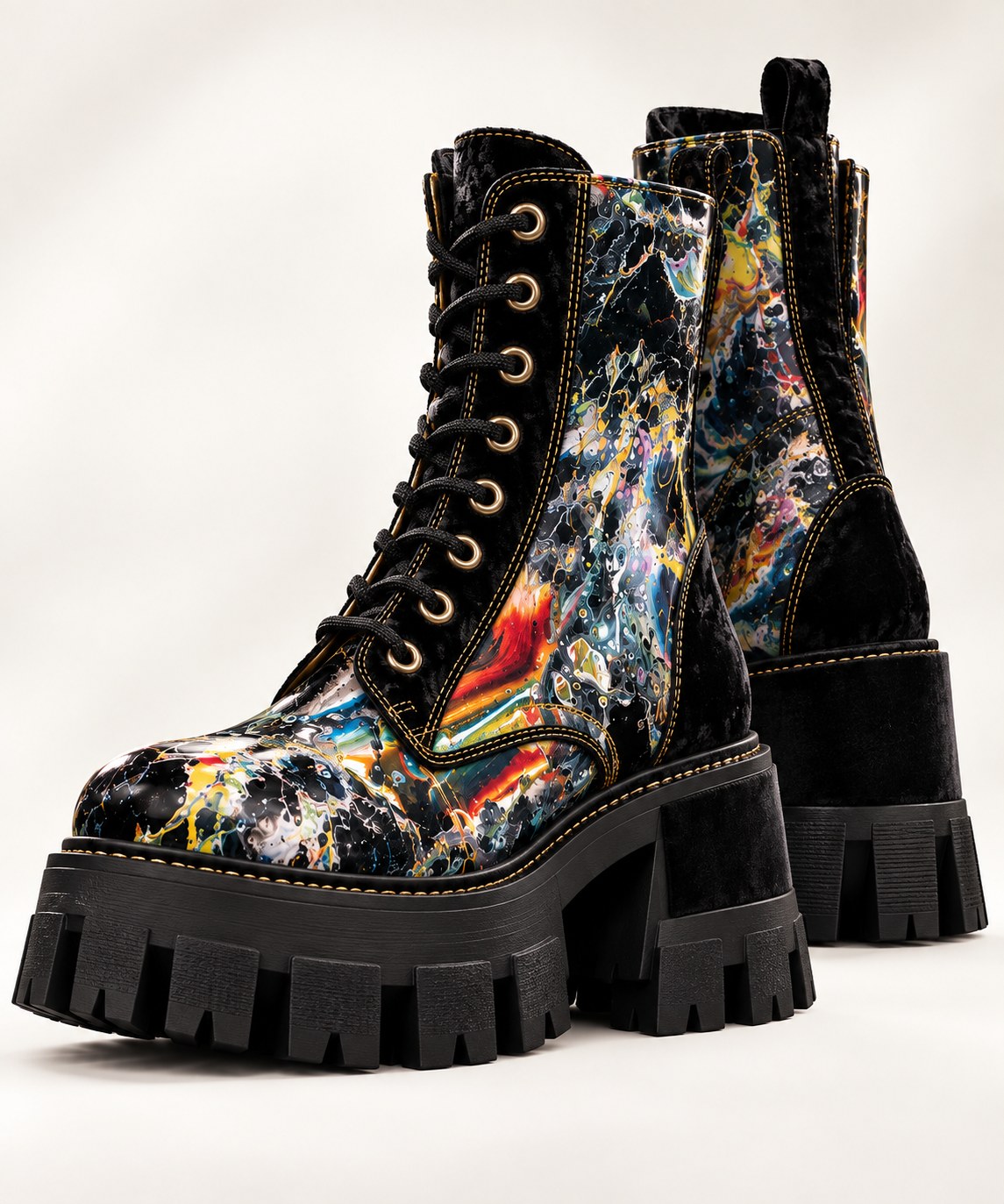 Michel Keck artwork on combat boots