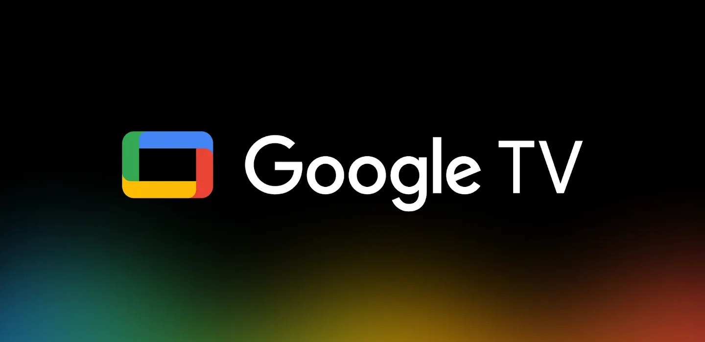 Google TV logo on a dark background