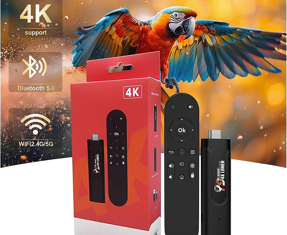 TroyVision TV Dongles, remotes, and 4K packaging