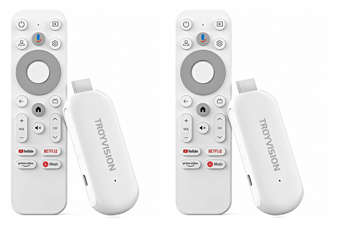 Two TroyVision streaming sticks and voice remotes