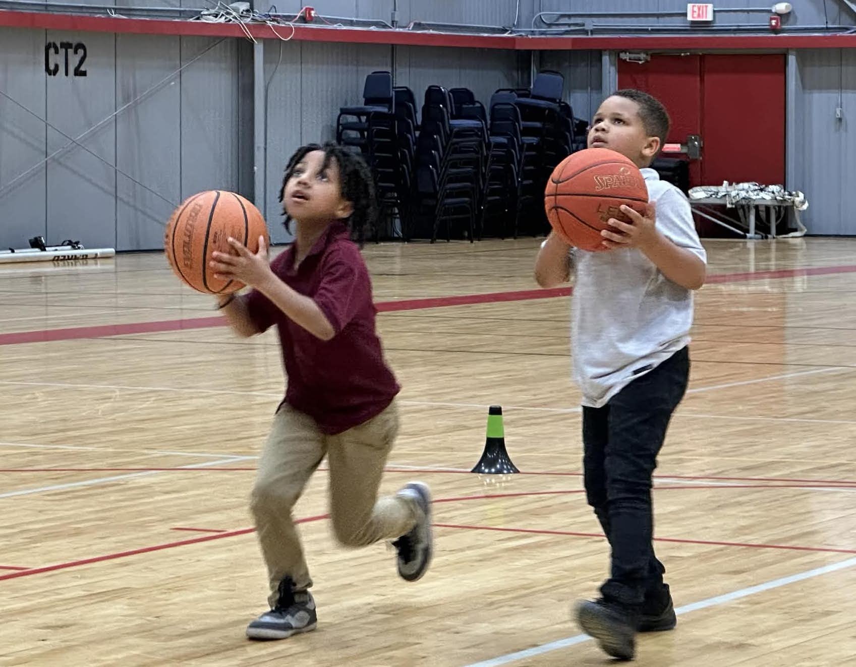 J.W. Reed Christian Academy students participating in basketball practice
