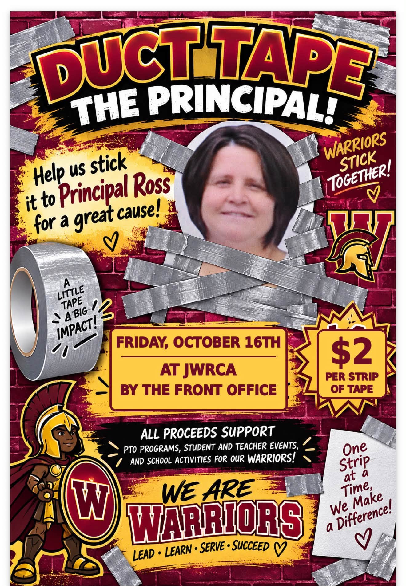 Friday Fun Duct Tape the Principal fundraiser flyer