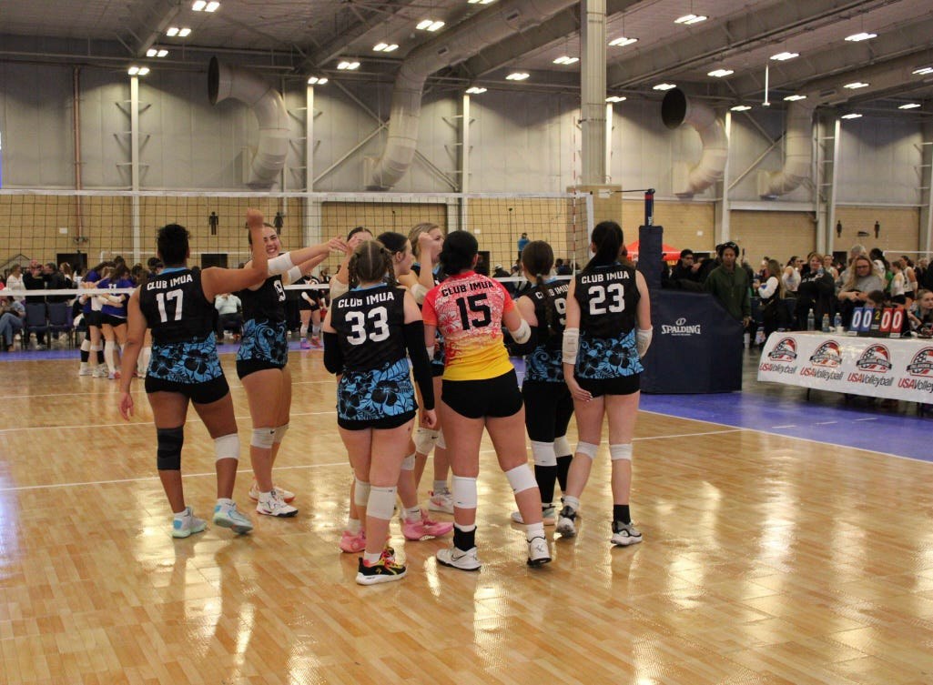 Club IMUA Volleyball athletes lined up together on the court
