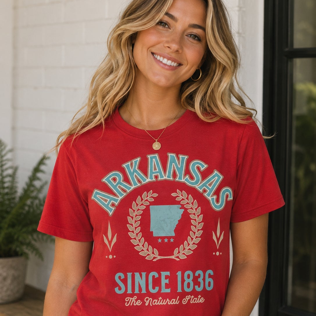 Arkansas Crest Tee detail