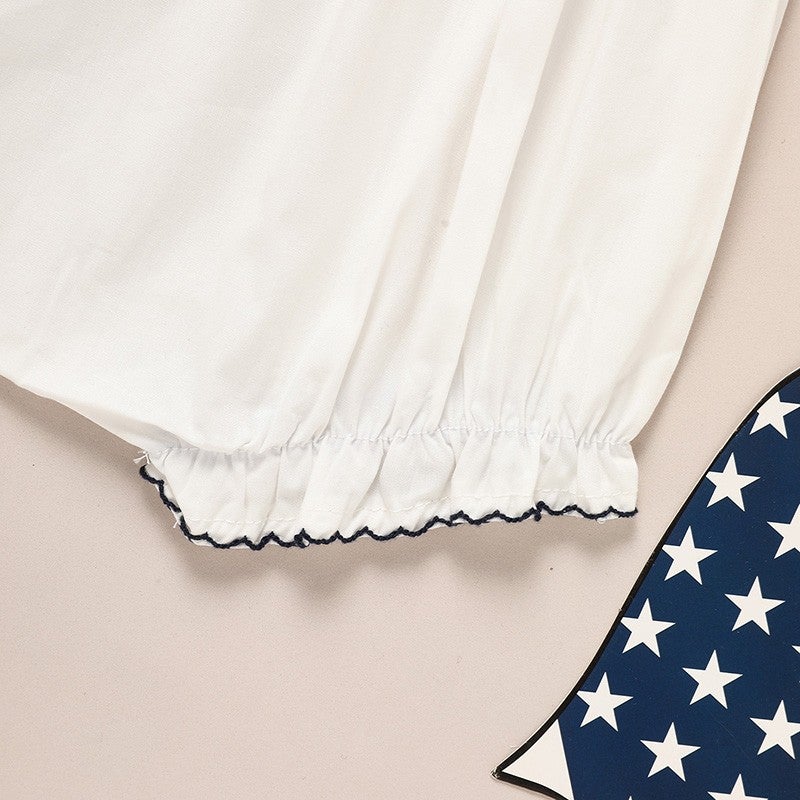 Baby Girl 4th Of July Smocked Bubble Romper detail