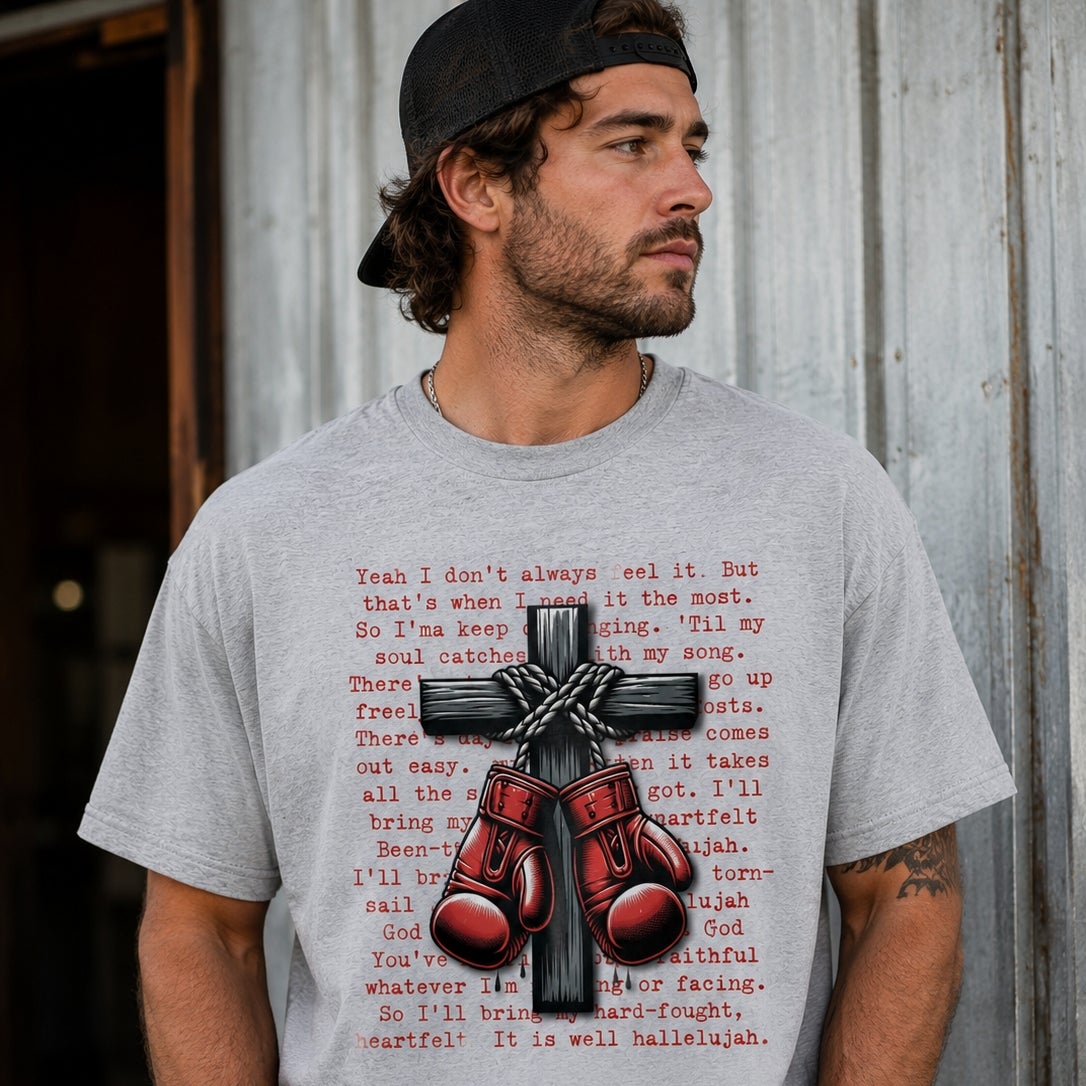 Hard fought Hallelujah Tee detail