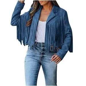 Women Faux Suede Fringe Jacket detail