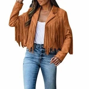 Women Faux Suede Fringe Jacket detail