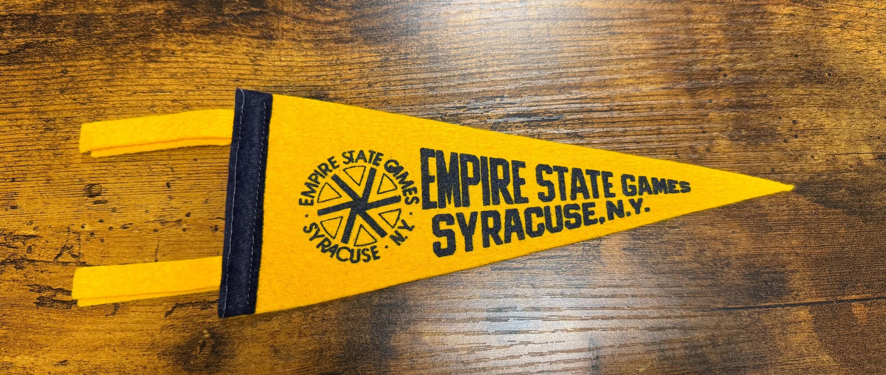 Vintage Empire State Games Syracuse mini felt pennant from the EBKS Resale collection