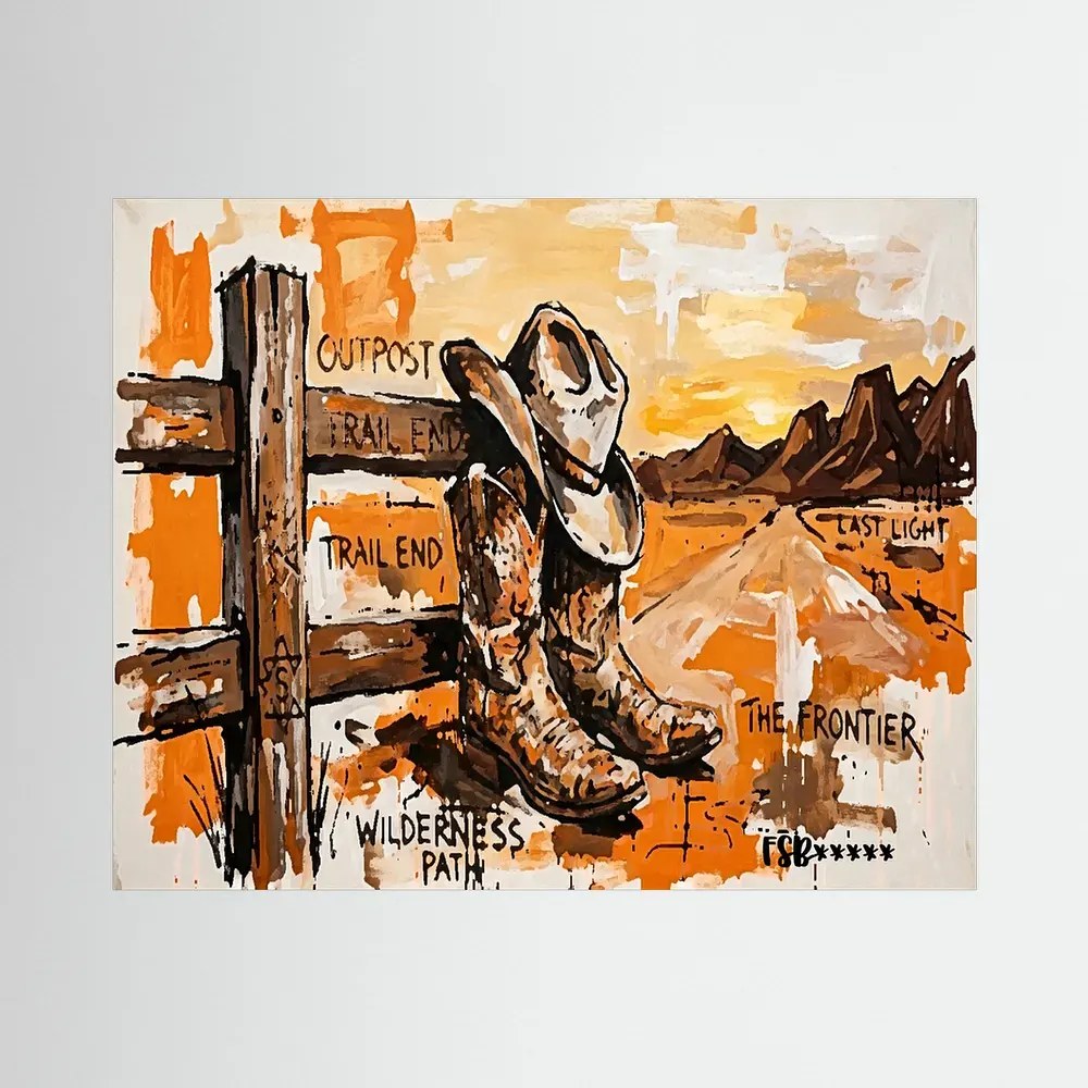 Boots at Sundown canvas artwork by FiveStarBonus