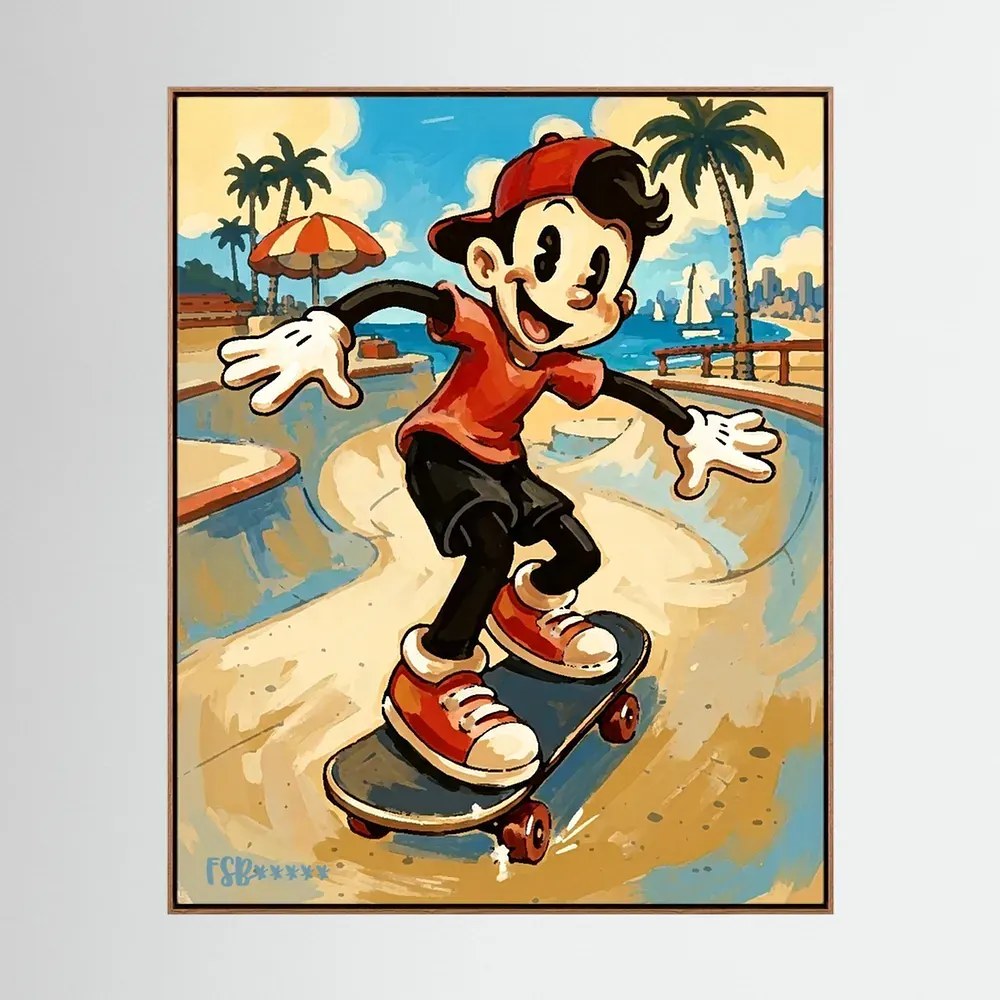 Retro Skateboarder canvas artwork, view 5