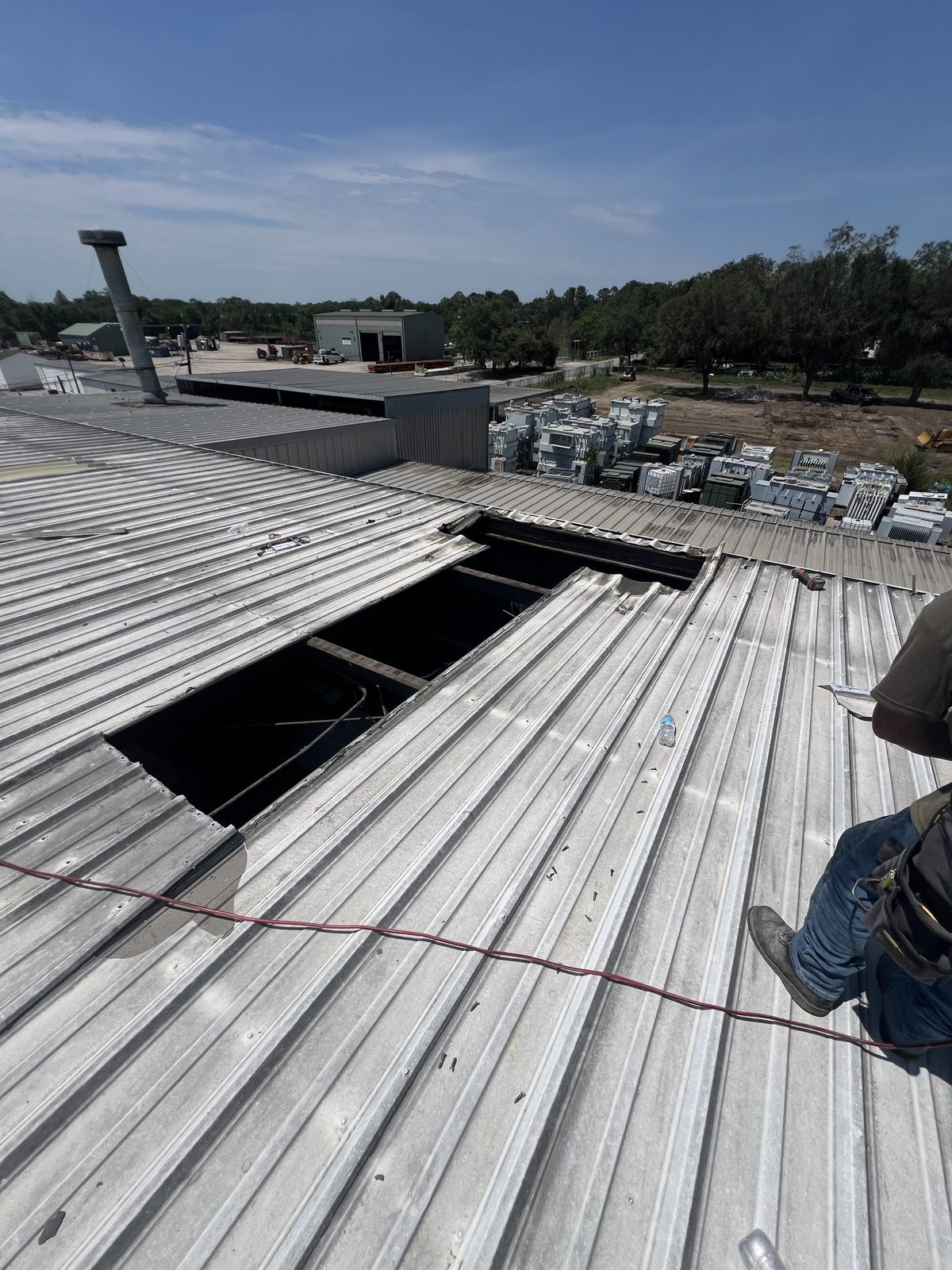 Commercial facility roof opening before repair