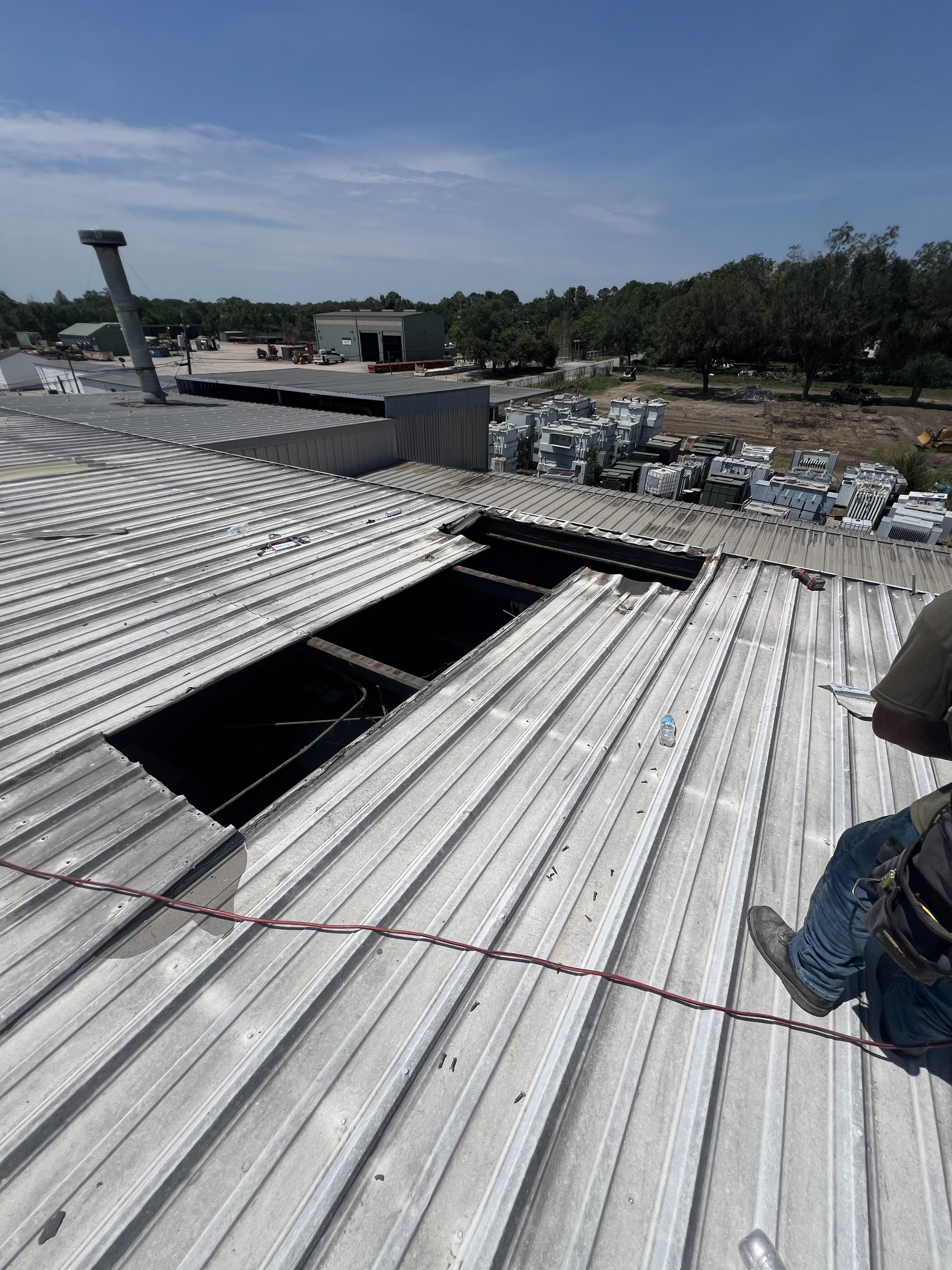 Commercial facility roof opening before repair