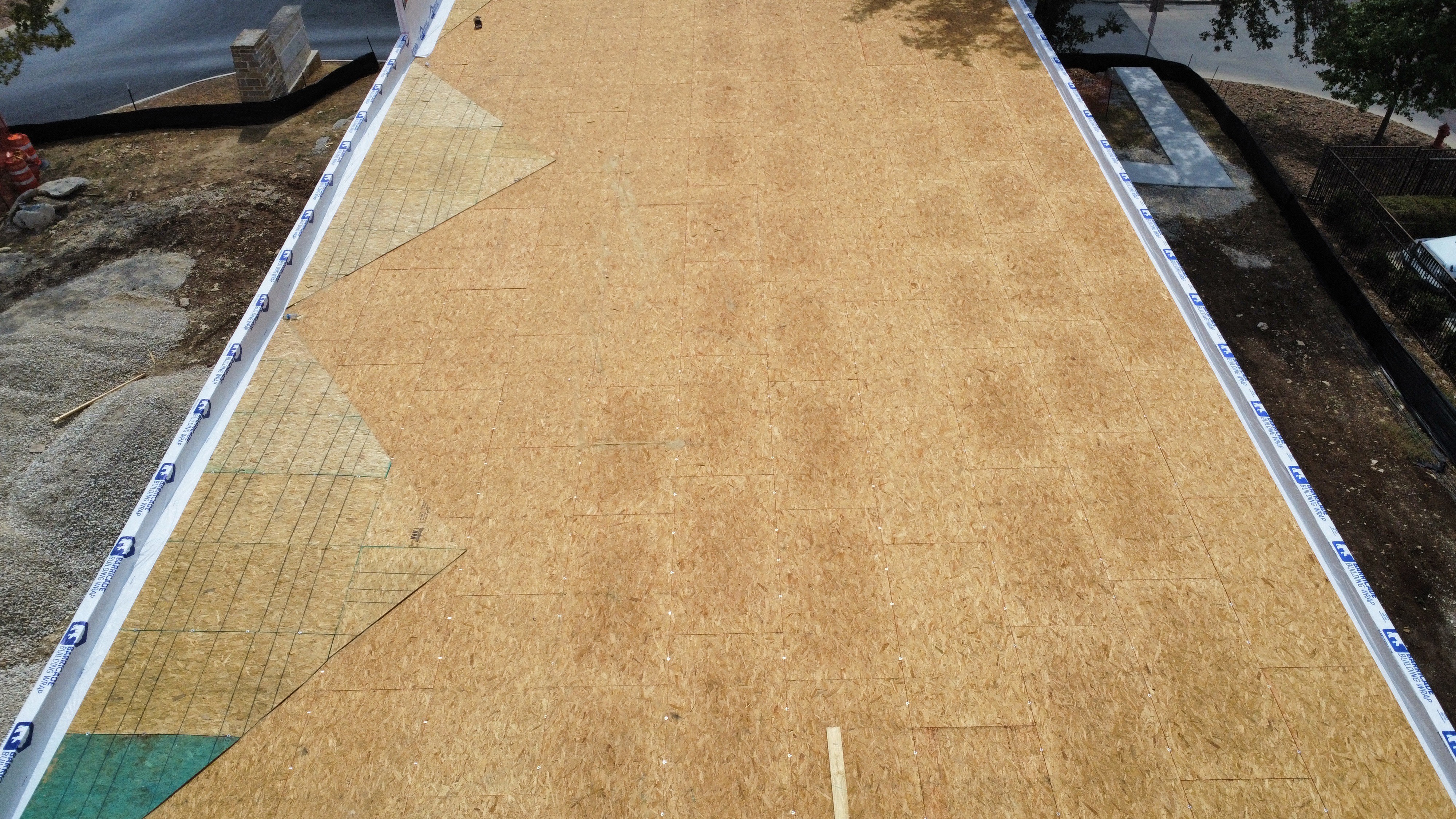 Commercial roofing deck shown from above