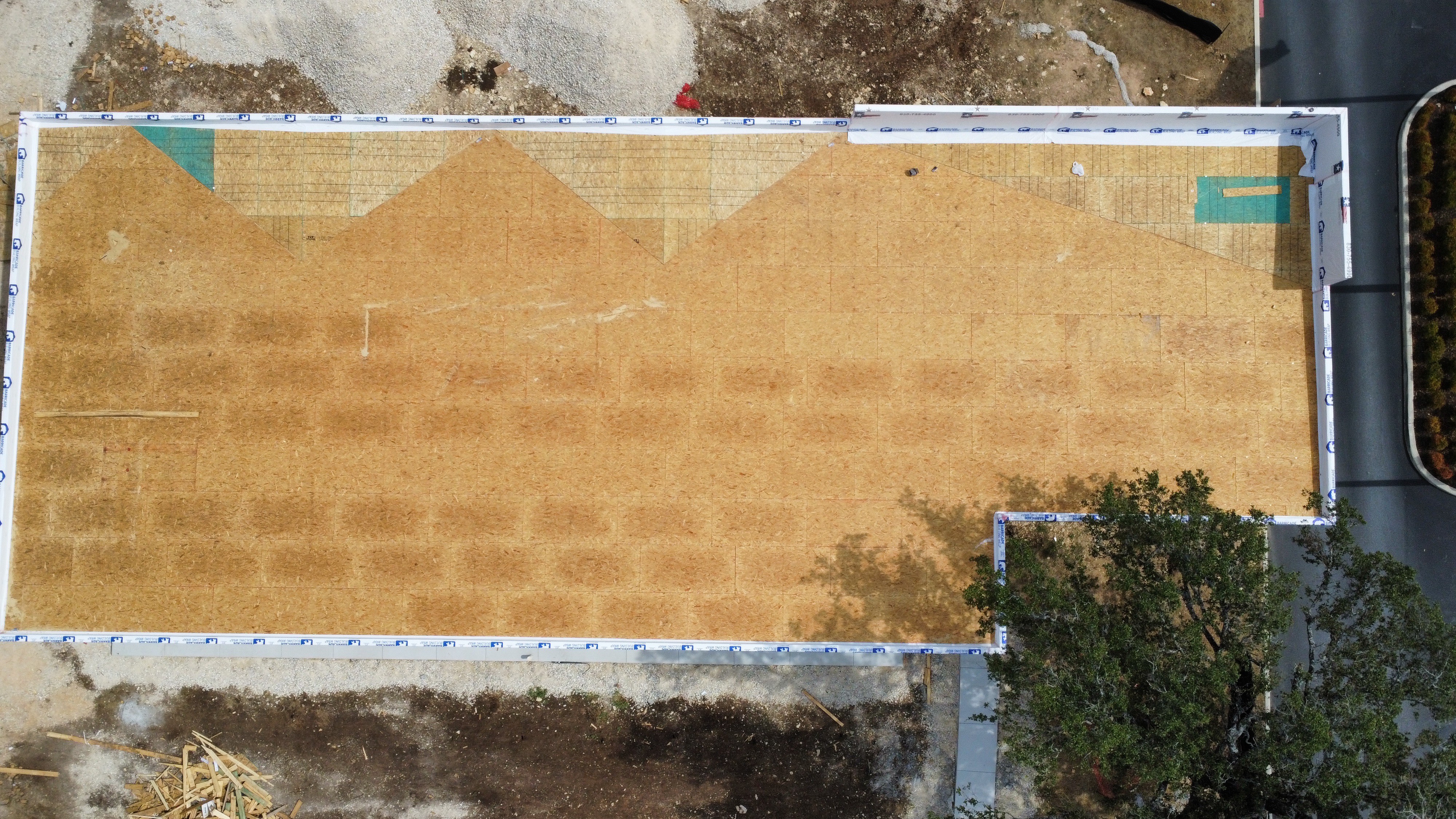 Aerial view of commercial roofing construction
