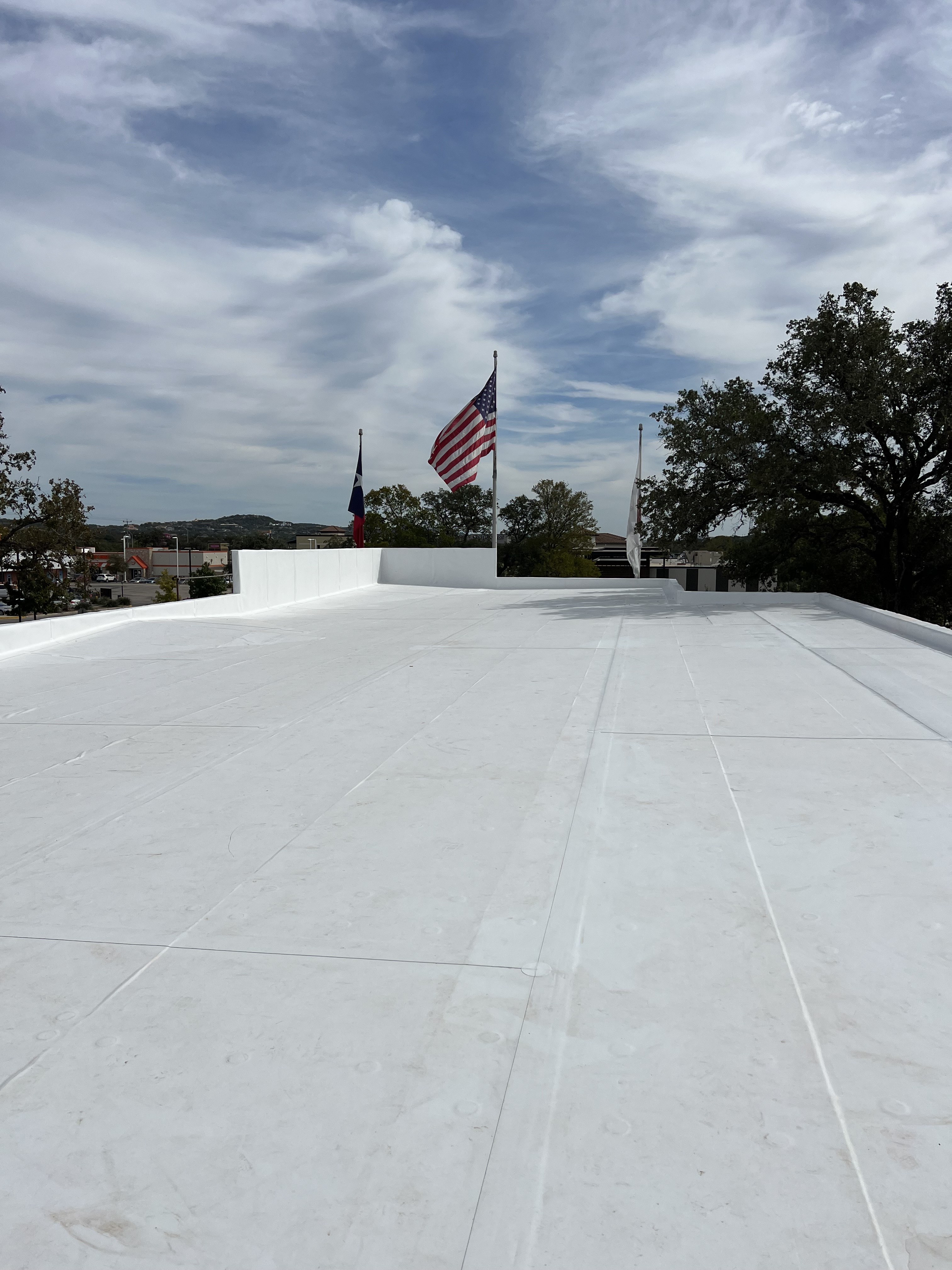 Completed commercial membrane roofing project