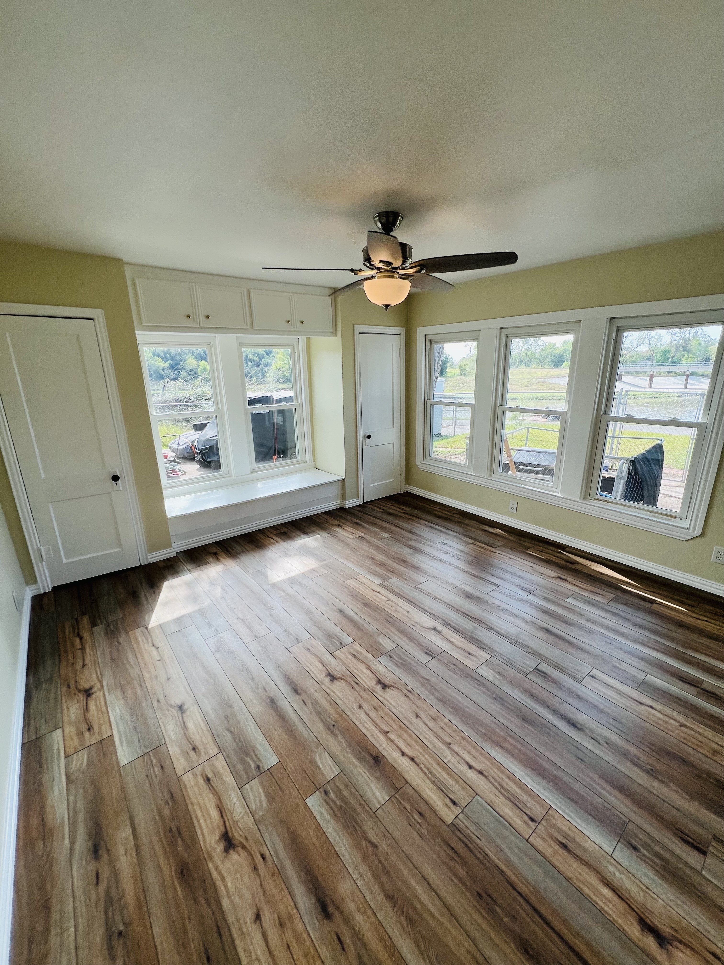 Completed restored interior with wood flooring