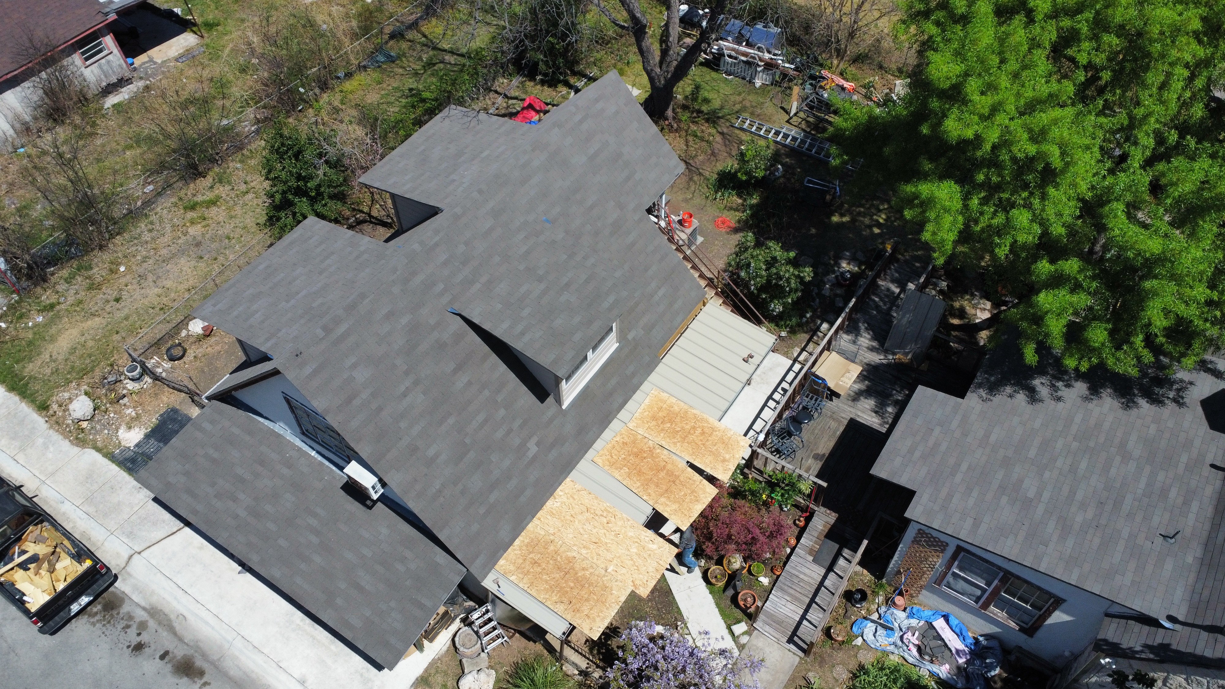 Completed roof replacement after storm damage
