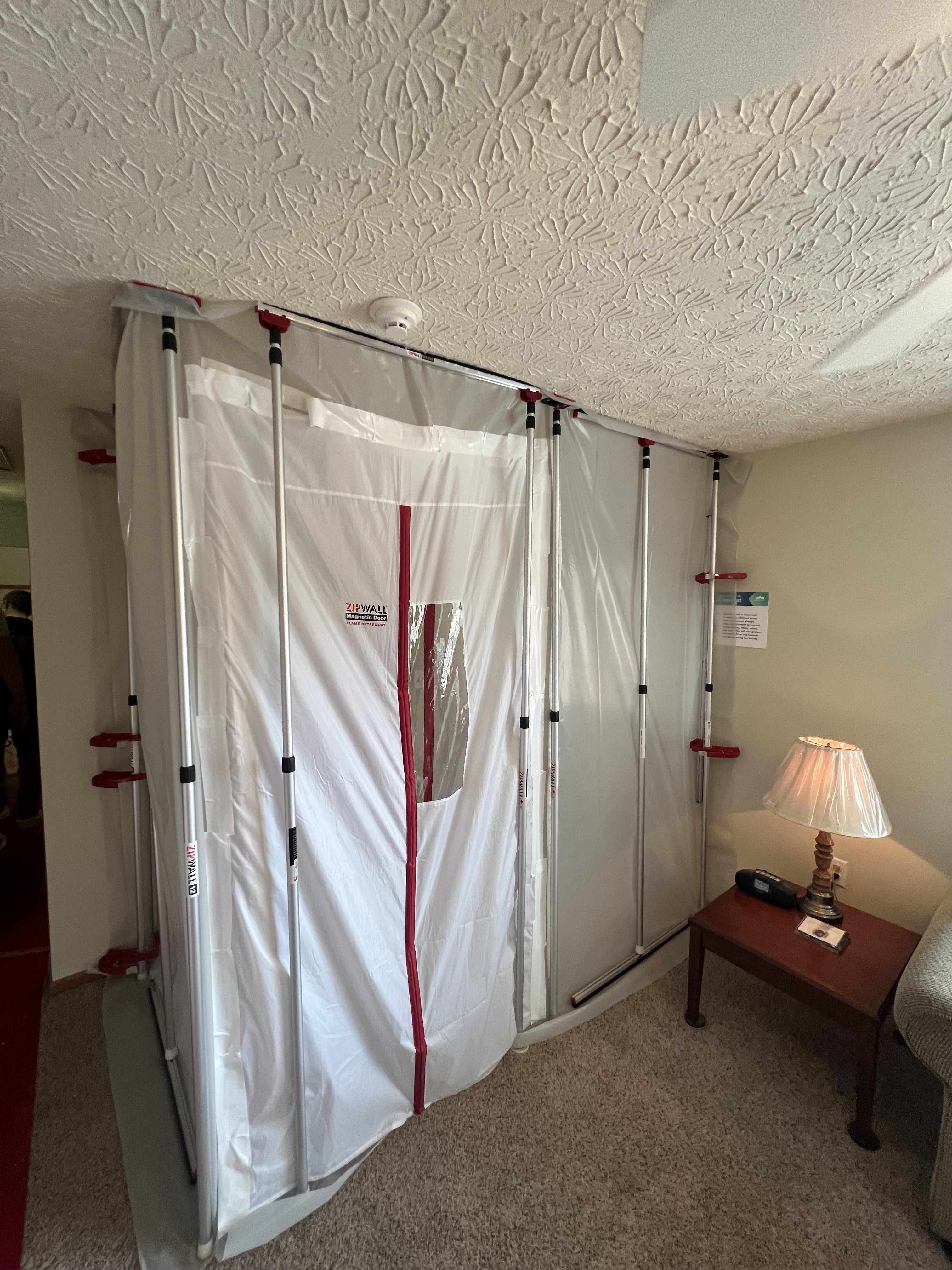 Containment area used during water damage restoration