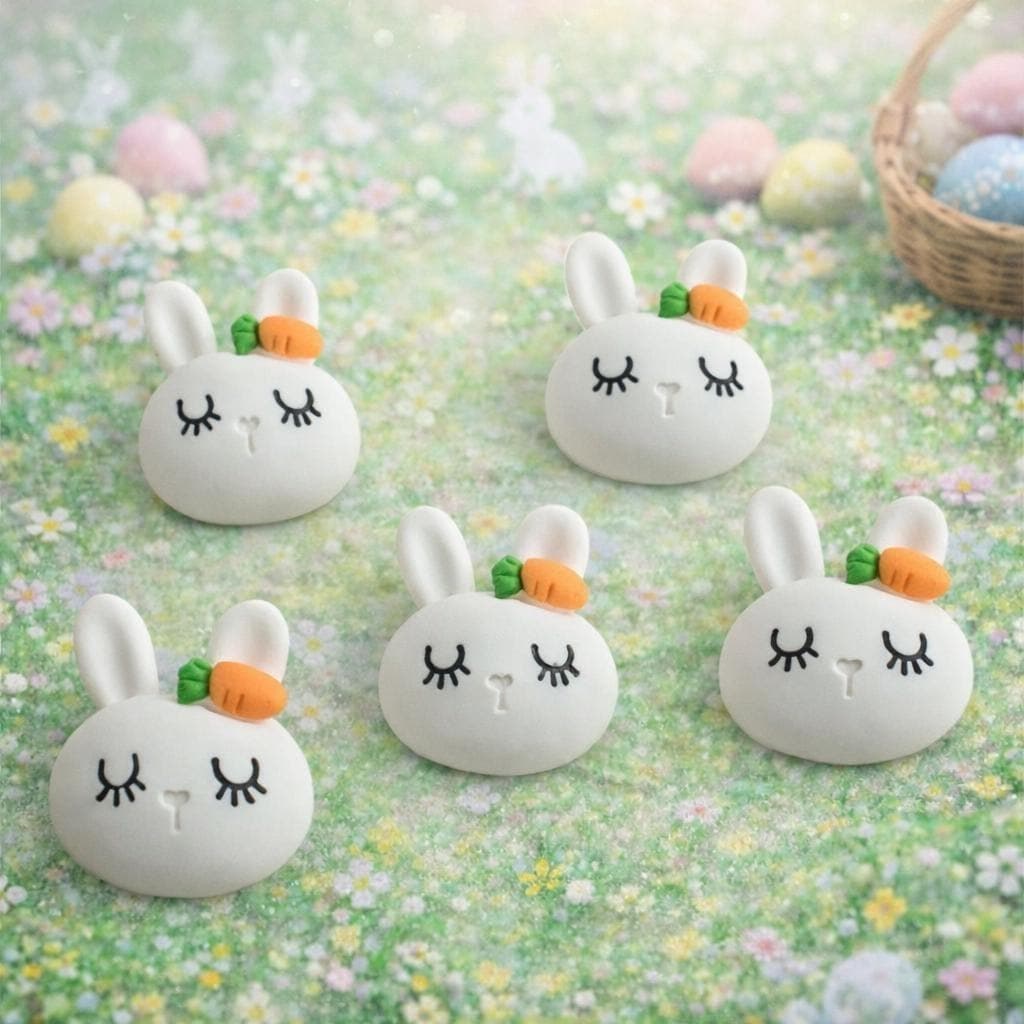 Kawaii bunny cabochons with carrots