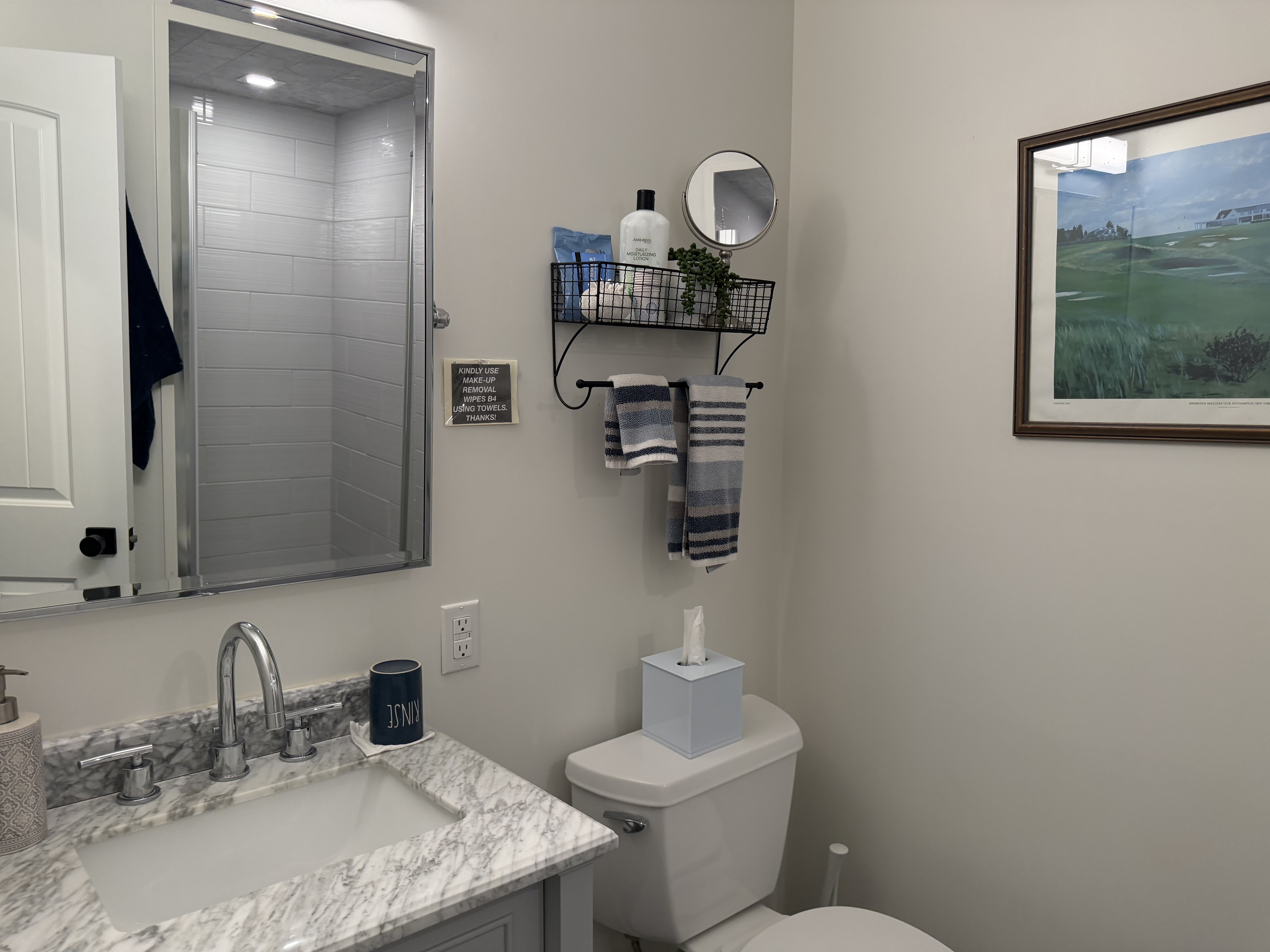 Bathroom vanity and walk-in shower