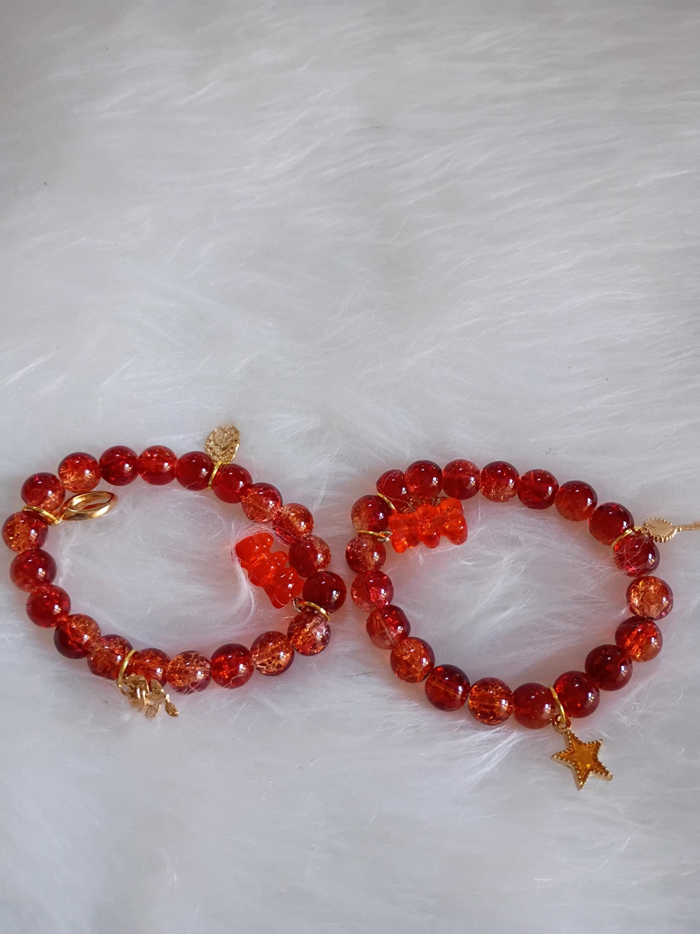 Orange beaded charm Bracelet, view 6