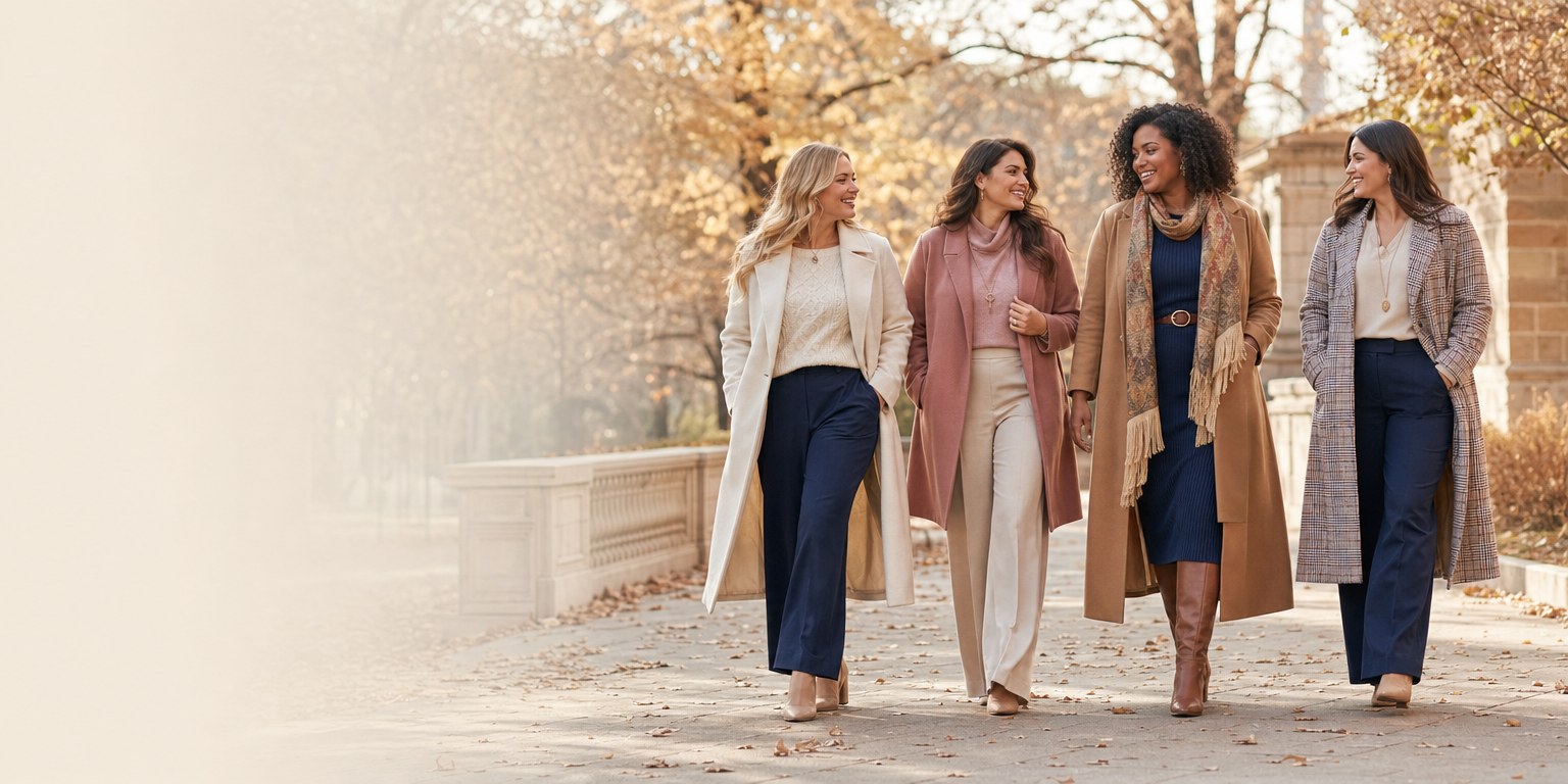 Women wearing layered fall outfits