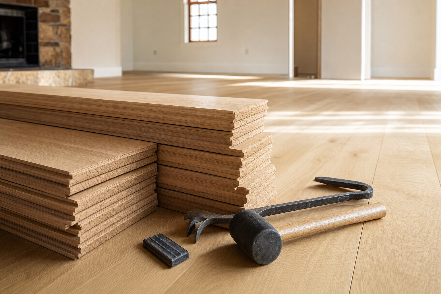 Installation hardwood flooring detail