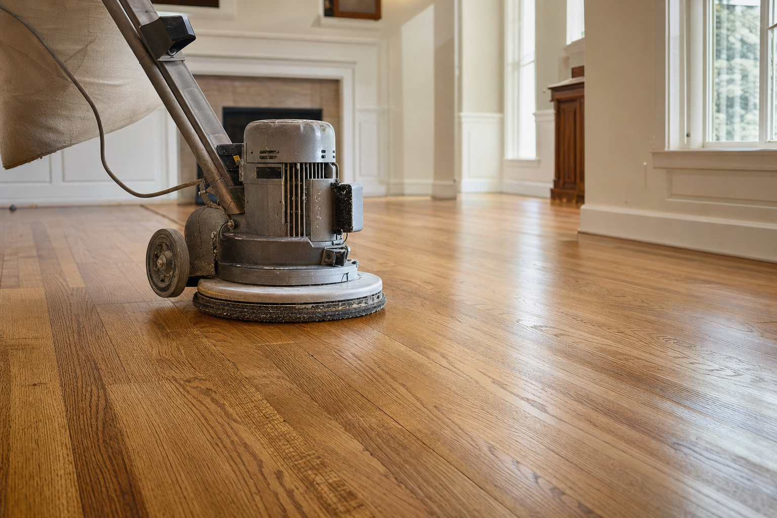 Refinishing hardwood flooring detail
