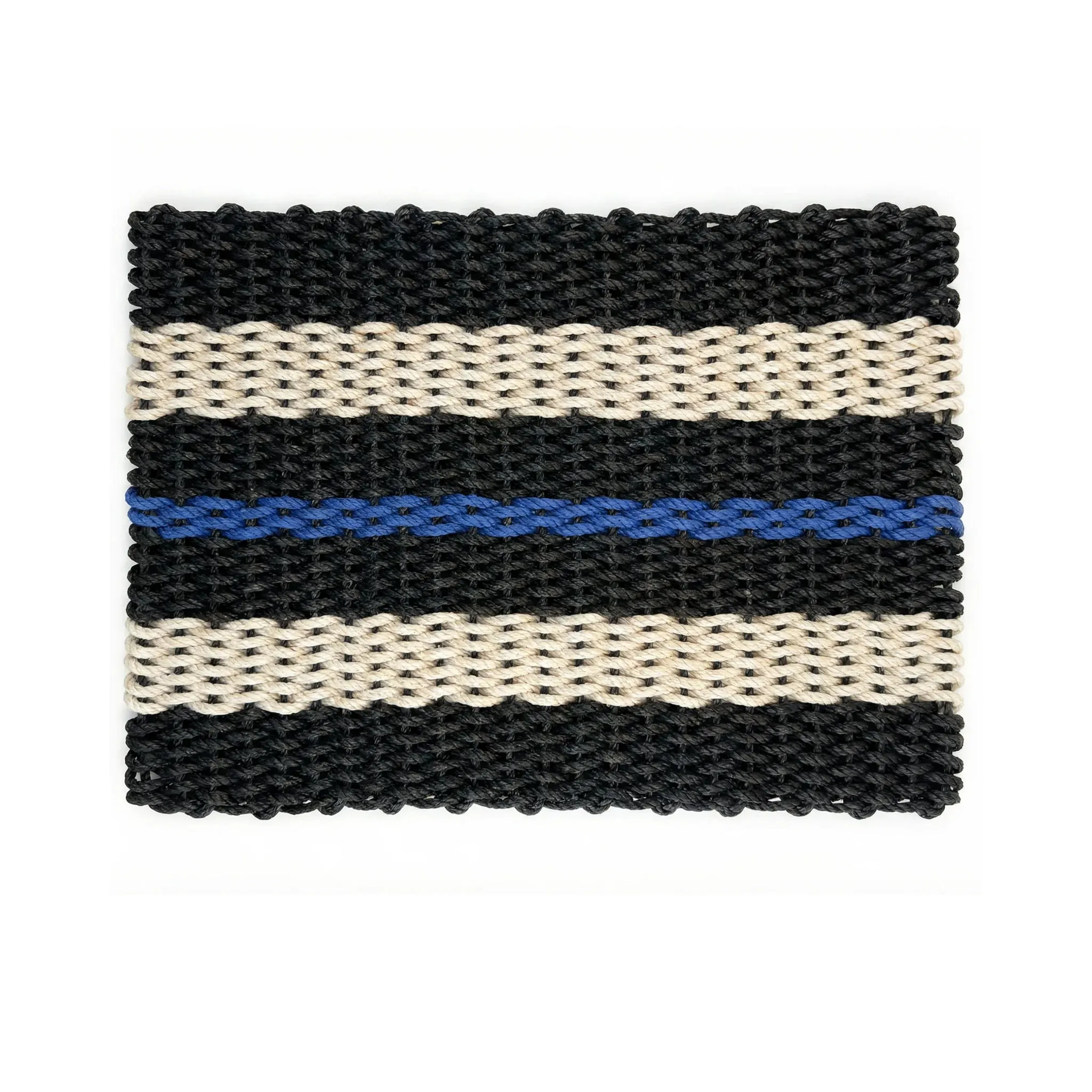 Signature Stripe Doormat — Black, Sand & Blue